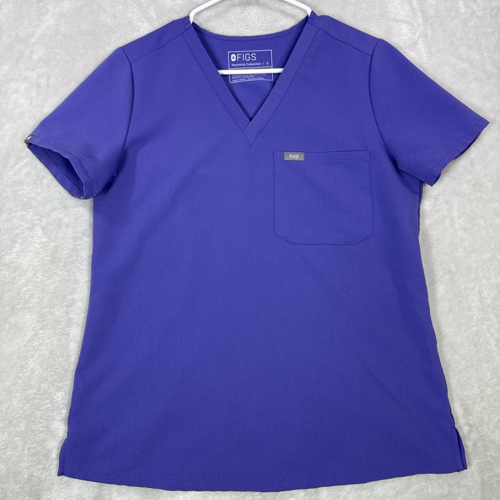 FIGS Womens Small Purple Catarina One Pocket Scrub Technical Collection V Neck